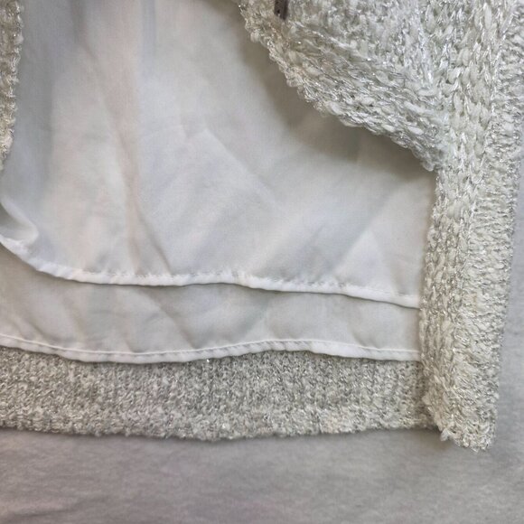 FDJ French Dressing Sequined Tunic Large White Sparkle NYE Dainty Fairy y2k New - Picture 4 of 13